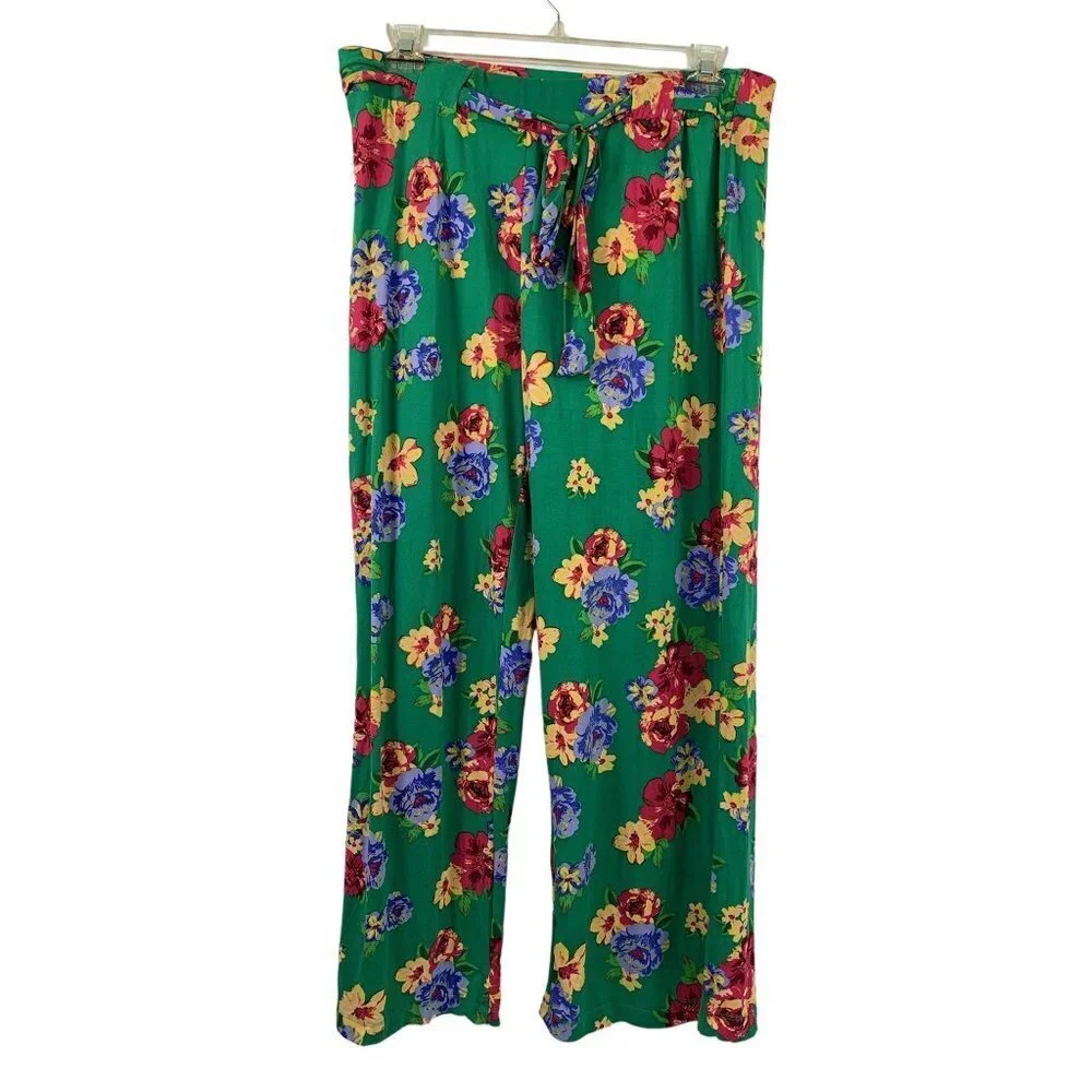Rouge Collection Women's Floral Green Lounge Pants